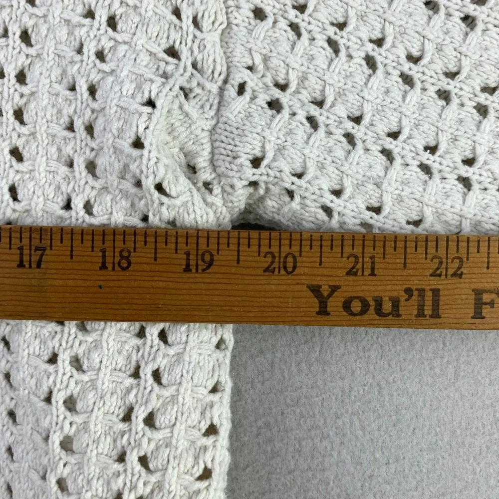 Universal Thread Open Knit V-Neck Sweater Women L Ivory Casual Crochet Nautical